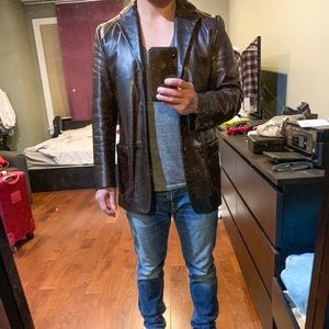 Banana Republic dark brown men’s leather jacket